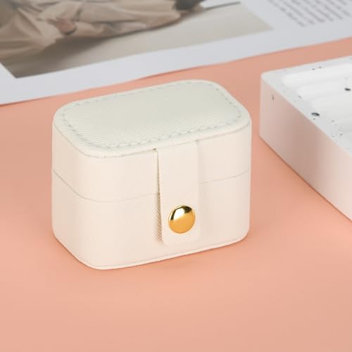KUKUVR Small Travel Jewelry Ring Stud Earring Box (White) - color: White