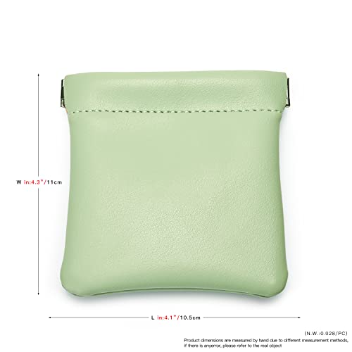 Green PU Leather Jewelry Travel Pouch Multi-Use Gift Storage Bag - color: Green, size: 4.21"x4.33"