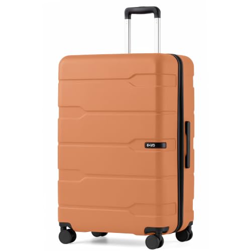 Coolife Large Checked Luggage Hardside Suitcase with Spinner Wheels, 28in - color: Haze Mandarin2.0, size: Large Checked(28in)