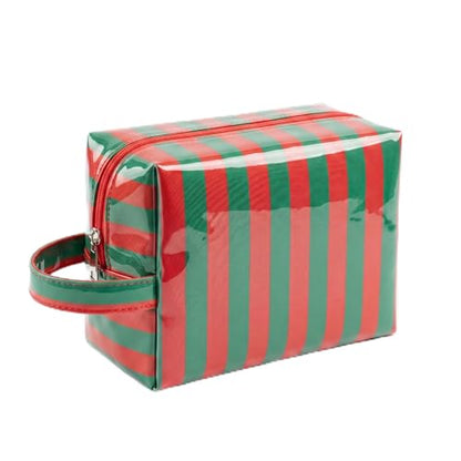 LETGO Preppy Pink Green Stripe Sunscreen Bag Clear Makeup Toiletry Pouch Beach Vacation Essentials for Women Teen Girls Trip Gifts Summer Pool Travel Must Have Accessories(Stripe-Pink Green) - color: Stripe-Pink Green