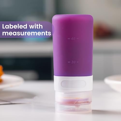 MICEBAY 2 oz Condiment Squeeze Bottles, Leakproof Salad Dressing Container - color: Purple, size: 2 OZ