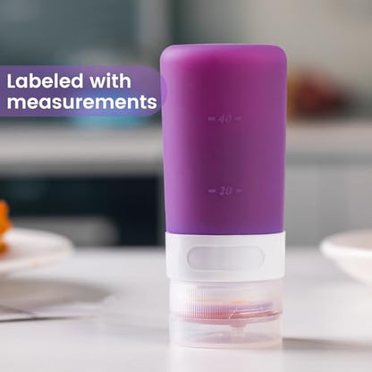 MICEBAY 2 oz Condiment Squeeze Bottles, Leakproof Salad Dressing Container - color: Purple, size: 2 OZ