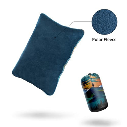 Camping Pillow Compressible Travel Pillow Lightweight Camp Pillow - color: Snowy Mountain, size: Large(15.7''X19.6'')
