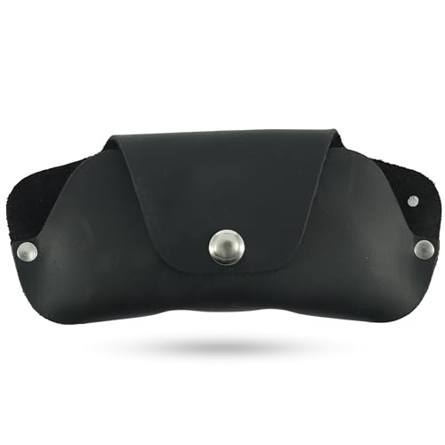 Toprank Slim Leather Glasses Case - Handmade Eyeglass & Sunglasses Holder - color: Black