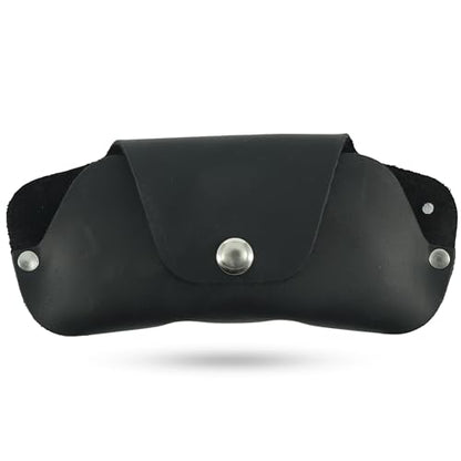 Toprank Slim Leather Glasses Case - Handmade Eyeglass & Sunglasses Holder - color: Black