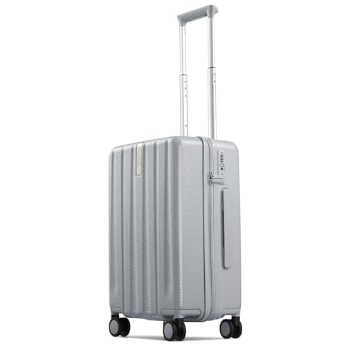Hanke Upgraded Elite 20 Inch Carry On Luggage 22x14x9 Airline Approved,PC Hard Shell Suitcases with Wheels, TSA Lock, Explosion-Proof Zipper Suitcase for Business Travel Men & Women,Grey - color: Grey, size: 20 Inch