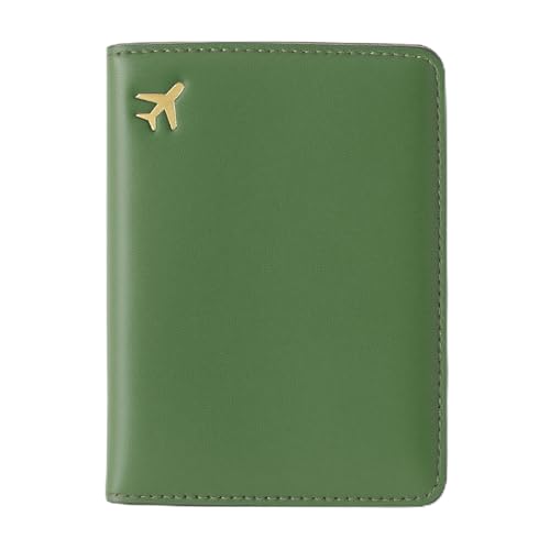 Passport Holder for Travel Essentials RFID Blocking PU Leather - color: Army Green
