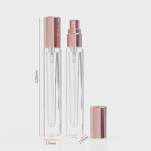 5PCS Cologne Atomizer Empty, 10ML Mini Perfume Bottles Refillable With Dispenser Tools, Pocket Spray Bottle for Travel and Sample Container (Transparent+Pink Cap) - color: Transparent+pink cap