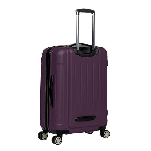 Kenneth Cole REACTION Renegade Luggage Expandable 8-Wheel Spinner Lightweight Hardside Suitcase, Midnight Plum, 24-Inch Checked - color: Midnight Plum, size: 24-Inch Checked