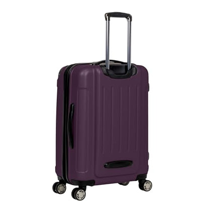 Kenneth Cole REACTION Renegade Luggage Expandable 8-Wheel Spinner Lightweight Hardside Suitcase, Midnight Plum, 24-Inch Checked - color: Midnight Plum, size: 24-Inch Checked