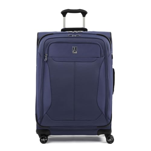 Travelpro Tourlite Softside 25" Expandable Luggage with 4 Spinner Wheels, Lightweight Suitcase, Checked Medium, Blue - color: Blue, size: Checked-Medium 25-Inch