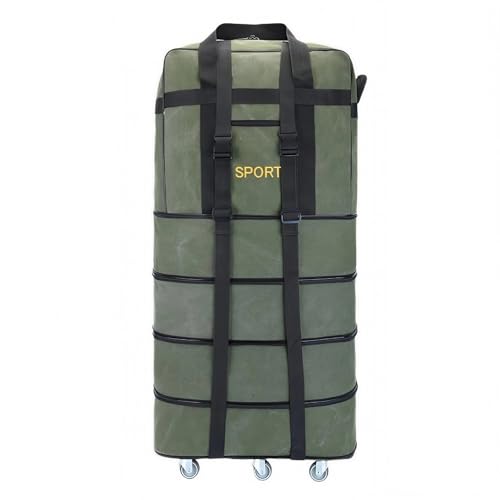 Expandable Extra Large Travel Oxford Duffel Bag with Wheels - color: Green Canvas, size: XL - 6 wheels