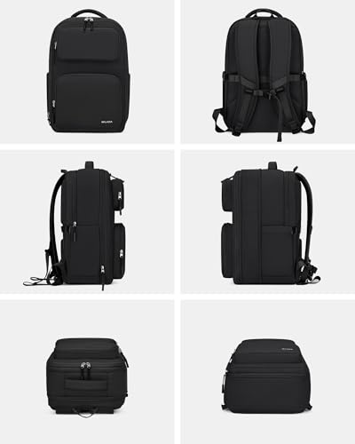 MILADA Travel Backpack, Expandable Carry On Backpack 28L-39L, Black - color: Black
