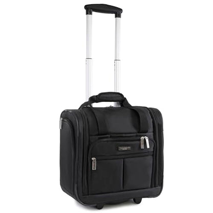Pacific Coast Signature Underseat 15.5" Rolling Tote Carry-on Suitcase - color: BLACK/SILVER