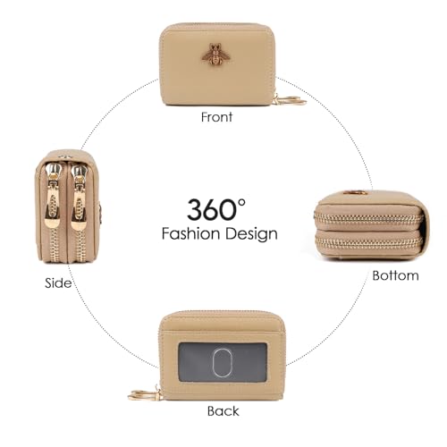 imeetu RFID Credit Card Holder, Small Card Wallet Women, Leather Card Case - color: Max - Khaki, size: Max