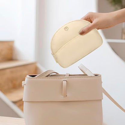 Small Travel Makeup Bag, Nylon Cosmetic Toiletry Organizer Pouch (beige) - color: beige