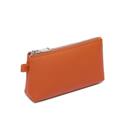 Small Makeup Bag for Purse, Leather Cosmetic (Vitality Orange) - color: PU/Vitality Orange