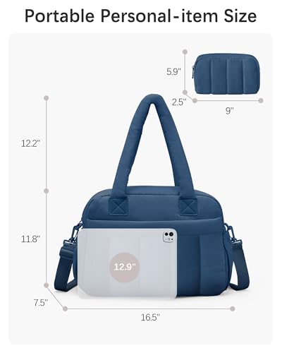 oscaurt Gym Bag for Women Lightweight Duffle Bag for Travel with Toiletry Pouch Water Resistant Carry On Weekender Overnight Duffel - color: Navy Blue-Set