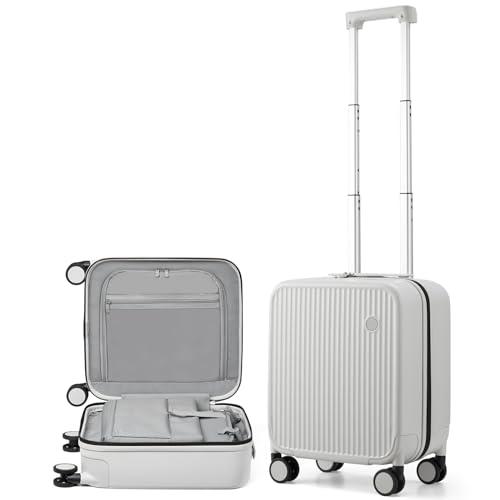 mixi Underseat Carry on Luggage 16 Inch Hardshell PC Suitcase with Spinner Wheels TSA Lock for Travel, Smoke White - color: Smoke White TSA2, size: 16-inch