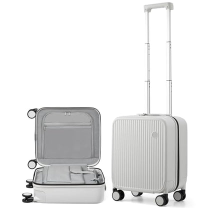 mixi Underseat Carry on Luggage 16 Inch Hardshell PC Suitcase with Spinner Wheels TSA Lock for Travel, Smoke White - color: Smoke White TSA2, size: 16-inch