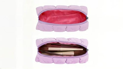 E-Tree Quilted Pencil Case,Makeup Brush Bag,Toiletry Pouch Organizer,Purple - color: Purple