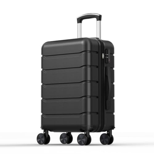 NEWBULIG 20 Inch Carry on Luggage, Hard Shell Suitcase, Black - color: Black, size: 20 Inch