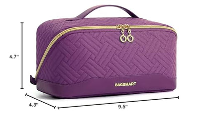 BAGSMART Puffy 메이크업 가방, 24-퍼플, 오픈 플랫 메이크업 가방 - color: 24-퍼플, size: 중형