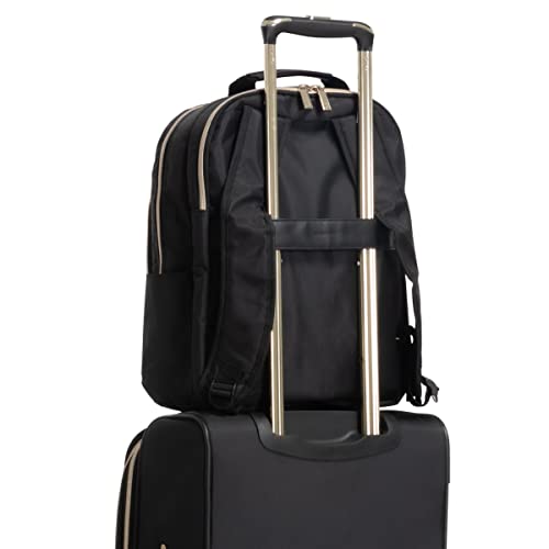 Kenneth Cole REACTION Chelsea 2-Piece Bundle - 20" Chevron Expandable 8-Wheel Carry-On Suitcase & Matching 15" Laptop Backpack, Black - color: Black, size: 2-Piece Bundle (Carry On + Backpack)