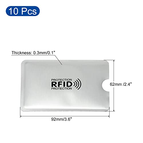 PATIKIL 92 x 62 x 0.3mm RFID Blocking Credit Card Sleeves,10 Pack Contactless Protector Holder for NFC Wallet Purse, Silver Tone - color: Silver Tone
