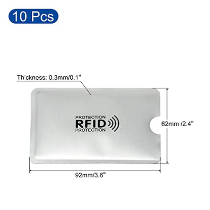 PATIKIL 92 x 62 x 0.3mm RFID Blocking Credit Card Sleeves,10 Pack Contactless Protector Holder for NFC Wallet Purse, Silver Tone - color: Silver Tone