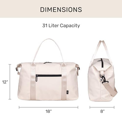Jadyn Lola Travel Bag, Weekender/Overnight Duffel, Gym Tote Bag for Women, Men - color: Cream