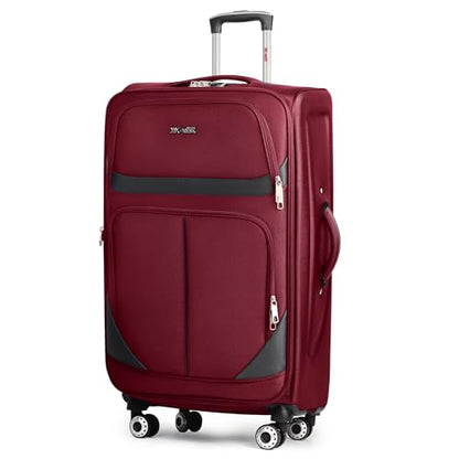 32'' Large Softside Suitcase,Luggage Expandable,w/LOCK - color: Burgundy-Grey, size: Checked-Extra Large 32-Inch