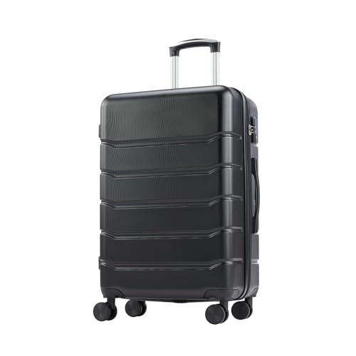 NEWBULIG 24 Inch Checked Luggage, Expandable Suitcase with Spinner Wheels - color: Black, size: 24 Inch