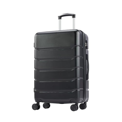 NEWBULIG 24 Inch Checked Luggage, Expandable Suitcase with Spinner Wheels - color: Black, size: 24 Inch