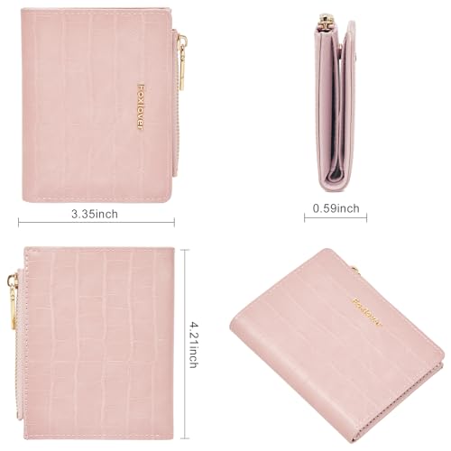 FOXLOVER Small Wallet for Women RFID Blocking Bifold Slim Credit Card Case - color: 04-pink