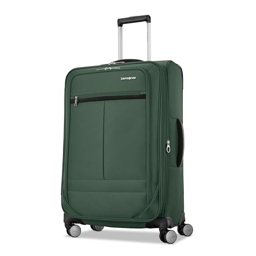 Samsonite Soft-Sided 25-Inch Lightweight Medium Checked Expandable Element Suitcase: Durable, 360° Spinner Wheels, Adjustable Telescopic Handle, 2 Front & 1 Side Pocket- Bistro Green - color: Bistro Green, size: 25-Inch Checked-Medium