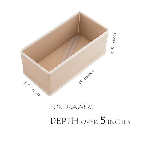 Small Foldable Fabric Drawer Organizer 3-Pack - 11" Breathable Closet & Dresser Storage Bins for Underwear, Socks, Baby Clothes & Bras, Khaki - color: khaki