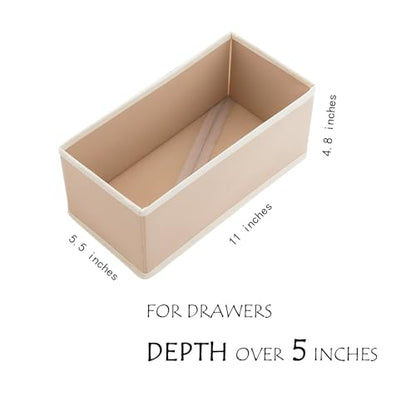 Small Foldable Fabric Drawer Organizer 3-Pack - 11" Breathable Closet & Dresser Storage Bins for Underwear, Socks, Baby Clothes & Bras, Khaki - color: khaki
