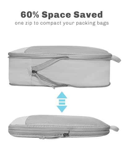 2 Set Compression Packing Cubes for Suitcases,Luggage,Travel Bag Organizer - color: Light Grey-2 PCS