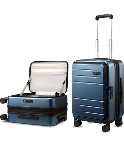 LUGGEX Top Opening Expandable Carry On Luggage, Blue, 20" - color: Blue, size: 20 Inch Expandable