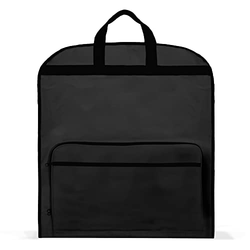 Dalix 60" Foldable Garment Bag Suits Cover Dresses w Front Pocket - color: Black