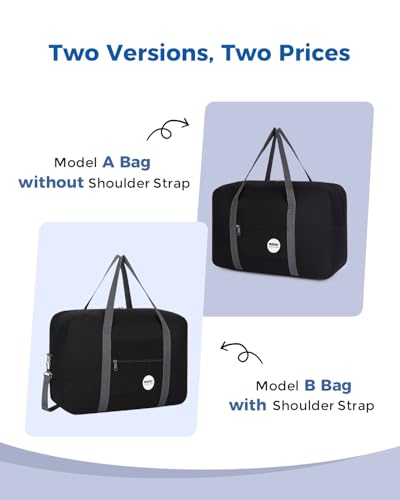 WANDF 2 Piece Personal Item Travel Bag, Carry On Duffle Bag - color: 2pcs Black+Dark Blue