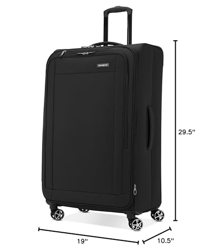 Samsonite Saire LTE Softside Expandable Luggage with Spinner Wheels, Black, Large Checked Suitcase - color: Black, size: Checked-Large Spinner
