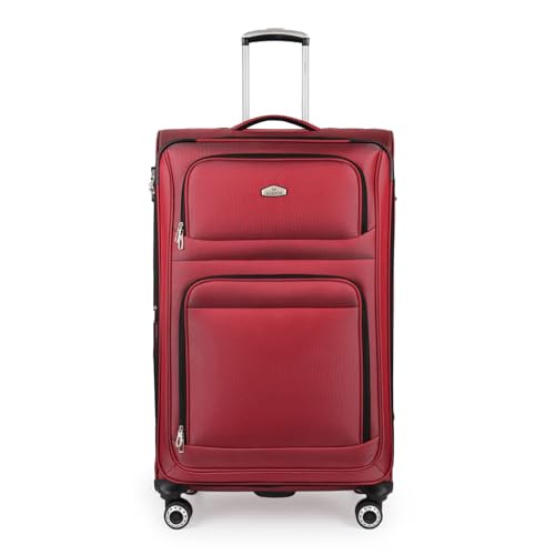 30'' Large Softside Suitcase,Expandable,waterproof Fabric - color: Red, size: Checked-Large 30-Inch