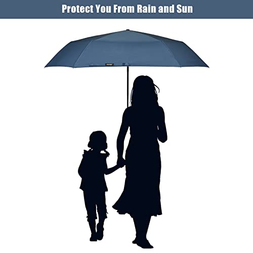 G4Free 54 Inch Large Golf Umbrella, Automatic Square 3 Folding Windproof Compact Travel Rain Umbrella - color: Navy Blue
