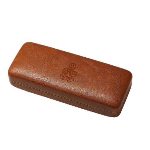 Premium Curved Rectangular Glasses Case, Hard Shell PU Leather Eyewear Holder. Magnetic Closure. - color: Espresso Weave