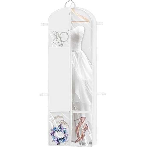 Simple Houseware 70" Long, 8" Depth Wedding Dress Garment Bag with Pockets - size: 70-Inch Long w/ Pocket, Single