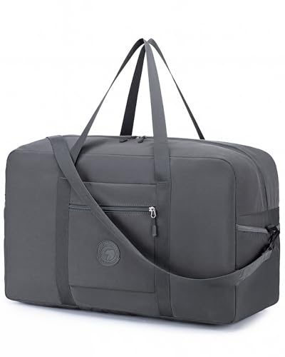 Carry on Bag 22x14x9 Airlines Approved, 48L Canvas Travel Duffel Bags for Men Women Duffle Bag for Airplane Weekender Overnight Gym (Grey) - color: Grey