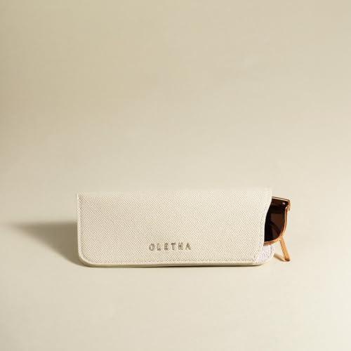 OLETHA Soft Glasses Case for Sunglasses, Readers & Eyeglasses, 2 Pack - color: Canvas Grain, Greige