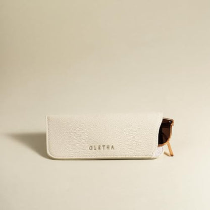 OLETHA Soft Glasses Case for Sunglasses, Readers & Eyeglasses, 2 Pack - color: Canvas Grain, Greige